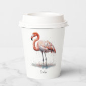 Kleurrijke Roze Flamingo, aanpasbaar Papieren Bekers (Achterkant)