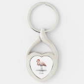 Kleurrijke Roze Flamingo, aanpasbaar Sleutelhanger (Voorkant)