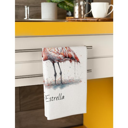 Kleurrijke Roze Flamingo, aanpasbaar Theedoek