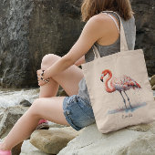 Kleurrijke Roze Flamingo, aanpasbaar Tote Bag