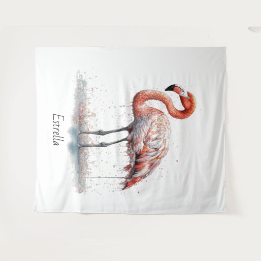 Kleurrijke Roze Flamingo, aanpasbaar Wandkleed (Voorkant (horizontaal))