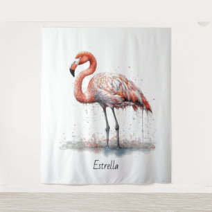 Kleurrijke Roze Flamingo, aanpasbaar Wandkleed