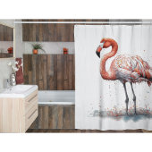 Kleurrijke Roze Flamingo in pointillisme Douchegordijn