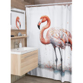Kleurrijke Roze Flamingo in pointillisme Douchegordijn