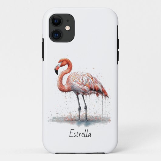 Kleurrijke roze flamingo in pointillisme stijl Case-Mate iPhone case (Achterkant)