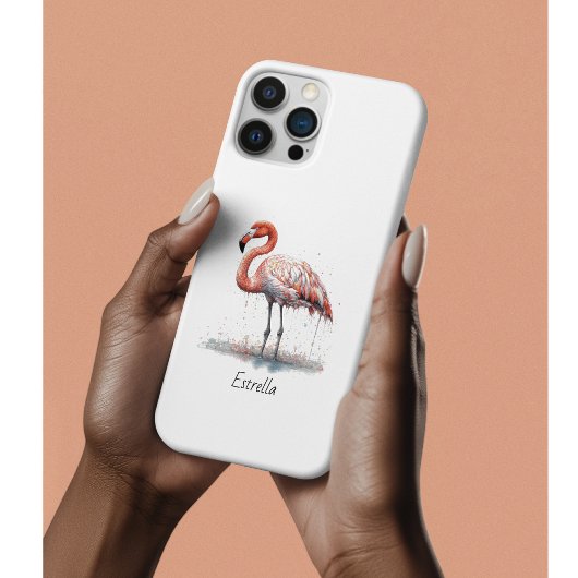 Kleurrijke roze flamingo in pointillisme stijl Case-Mate iPhone case