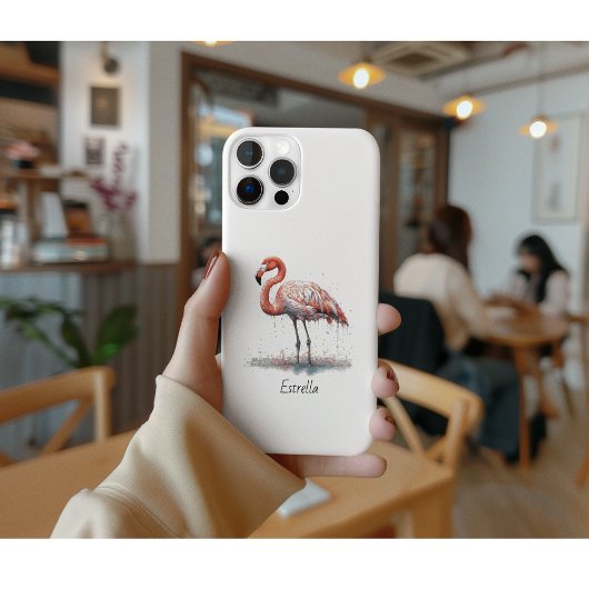 Kleurrijke roze flamingo in pointillisme stijl Case-Mate iPhone case