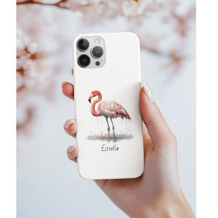 Kleurrijke roze flamingo in pointillisme stijl Case-Mate iPhone case