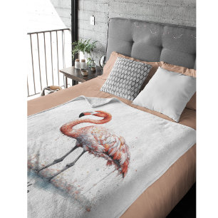 Kleurrijke roze flamingo in pointillisme stijl fleece deken