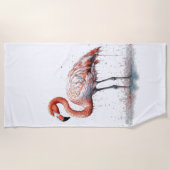 Kleurrijke roze flamingo in pointillisme stijl strandlaken (Voorkant)