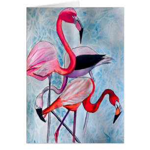 Kleurrijke roze flamingo waterverf kunst