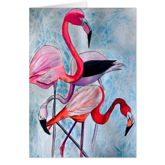 Kleurrijke roze flamingo waterverf kunst (Voorkant)