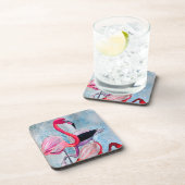 Kleurrijke roze flamingo waterverf kunst bier onderzetter (Rechterzijde)