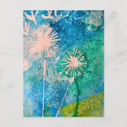 Kleurrijke roze flamingo waterverf kunst briefkaart (Voorkant)