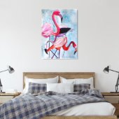 Kleurrijke roze flamingo waterverf kunst canvas afdruk (Insitu (Slaapkamer))
