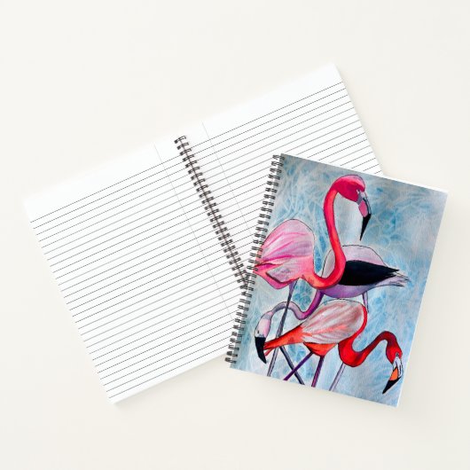 Kleurrijke roze flamingo waterverf kunst notitieboek (Binnen)