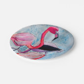 Kleurrijke roze flamingo waterverf kunst papieren bordje (Gekanteld)