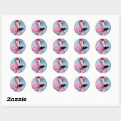 Kleurrijke roze flamingo waterverf kunst ronde sticker (Vel)