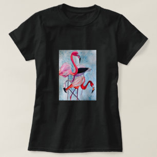 Kleurrijke roze flamingo waterverf kunst t-shirt