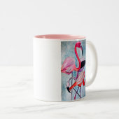 Kleurrijke roze flamingo waterverf kunst tweekleurige koffiemok (Voorkant rechts)