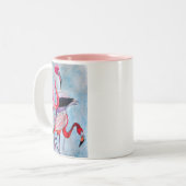 Kleurrijke roze flamingo waterverf kunst tweekleurige koffiemok (Voorkant links)