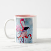 Kleurrijke roze flamingo waterverf kunst tweekleurige koffiemok (Links)