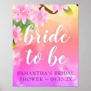 , kleurrijke roze Floral "Bride to be" Welkom Poster
