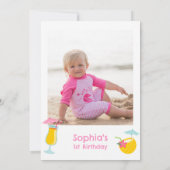 Kleurrijke Roze Foto Ananas Aloha Verjaardag Kaart (Achterkant)