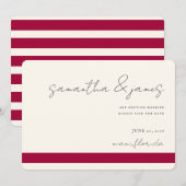 Kleurrijke roze Fuchsia Stripes Handgeschreven Save The Date (Voorkant / Achterkant)
