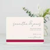 Kleurrijke roze Fuchsia Stripes Handgeschreven Save The Date (Staand voorkant)
