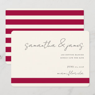 Kleurrijke roze Fuchsia Stripes Handgeschreven Save The Date