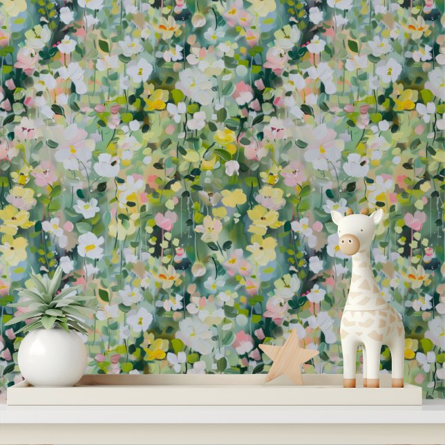 Kleurrijke Roze Gele Abstracte Bloemen Behang (Creator heeft geüpload)