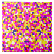 kleurrijke roze gele hexagon patroon kunst
