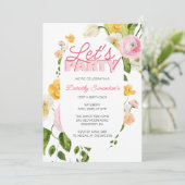 Kleurrijke Roze Gele Lente Bloemen 100ste Verjaard Kaart (Staand voorkant)