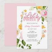 Kleurrijke Roze Gele Lente Bloemen 40ste Verjaarda Kaart (Voorkant / Achterkant)