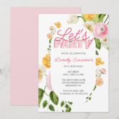 Kleurrijke Roze Gele Lente Bloemen 70ste Verjaarda Kaart (Voorkant / Achterkant)