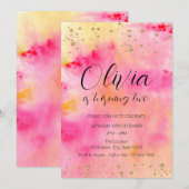 Kleurrijke Roze Gele Tie Dye Girl Verjaardagsfeest Kaart (Voorkant / Achterkant)