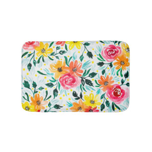 Kleurrijke roze gele Waterverf illustratie Badmat