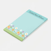 Kleurrijke roze gele wilde bloemen gepersonaliseer post-it® notes (Schuin)