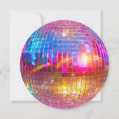 Kleurrijke Roze Glitter Disco Ball Groovy Bruiloft Kaart (Achterkant)