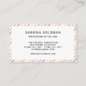 Kleurrijke roze grijze strepen pasteelkleuren visitekaartje (Achterkant)