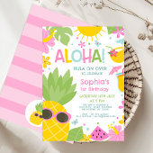 Kleurrijke Roze Groene Ananas Aloha Verjaardag Kaart
