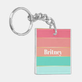 Kleurrijke roze groene gepersonaliseerde kleur str sleutelhanger (Voorkant Links)