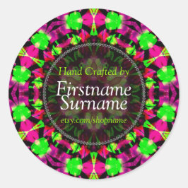 Kleurrijke Roze Groene Handgemaakte Label Sticker