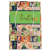 Kleurrijke roze groene konijn medium cadeauzakje (Voorkant)