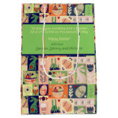 Kleurrijke roze groene konijn medium cadeauzakje (Achterkant)