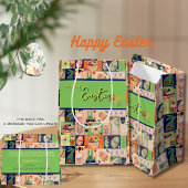 Kleurrijke roze groene konijn medium cadeauzakje