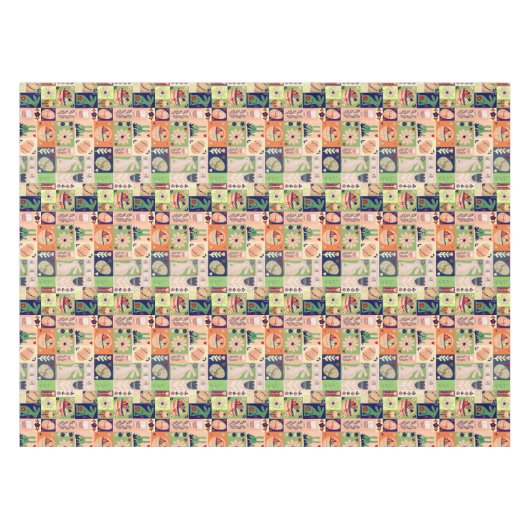 Kleurrijke Roze Groene Paashaas Collage Tafelkleed (Voorkant (Horizontaal))