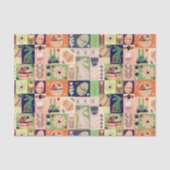 Kleurrijke Roze Groene Paashaas Collage Tissuepapier (Voorkant)