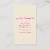 Kleurrijke Roze Groene Retro Hand getrokken Bloeme Visitekaartje (Achterkant)